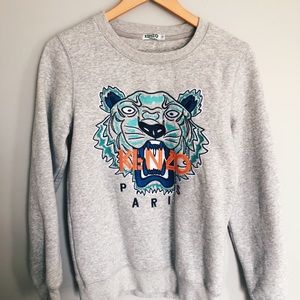 Kenzo Gray Tiger Crew Neck Sweater